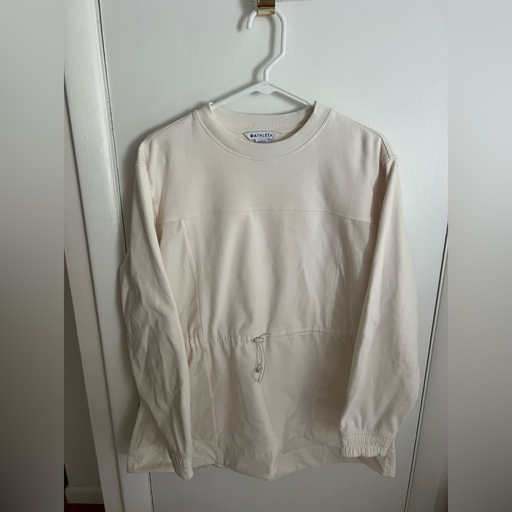 Athleta Womens Athleisure Cream Long Sweatshirt Pullover/Wind Breaker